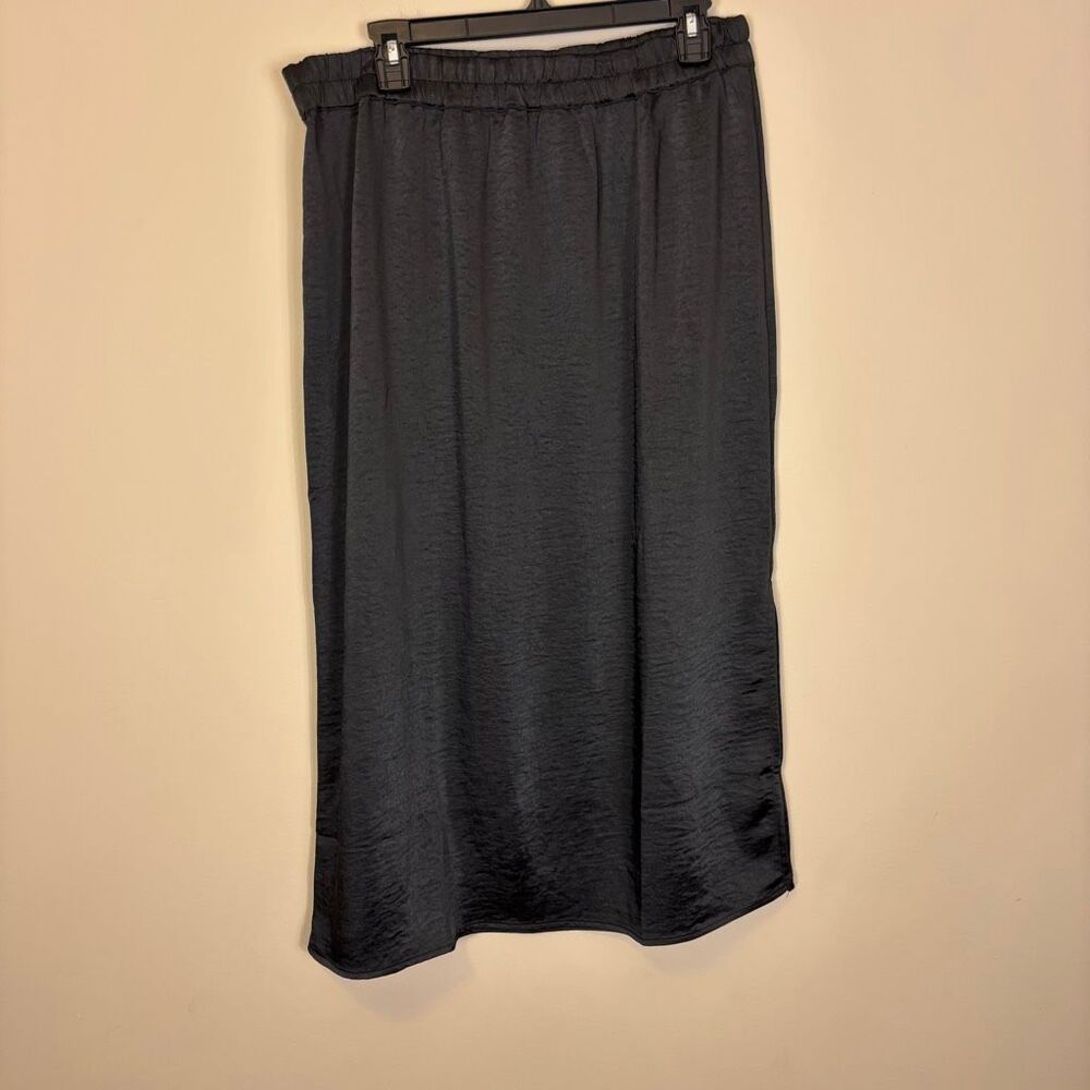 New Gap‎ Black Polyester Satin Midi Skirt Large Tall